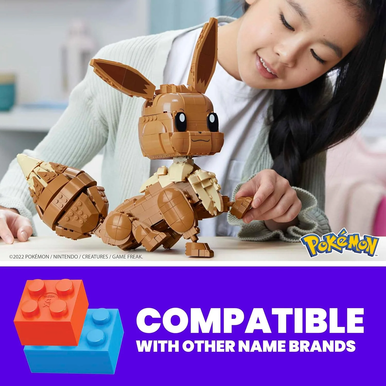 MEGA Pokemon: Jumbo Eevee - 824 Piece Building Set - Articulated and Poseable - Image 16